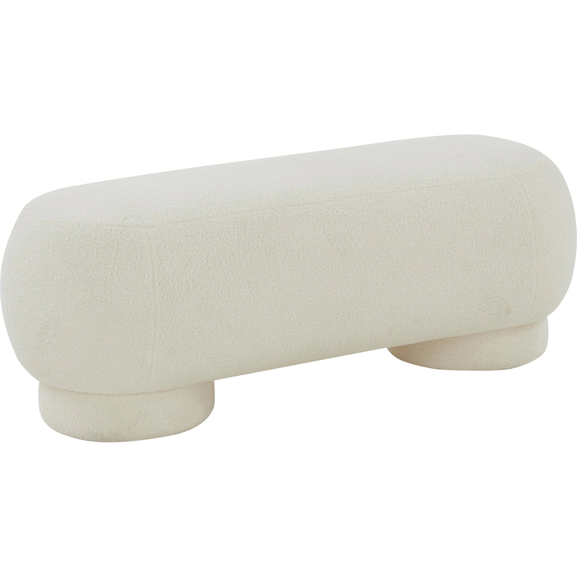 Mara Vegan Shearling Ottoman by TOV Furniture in brown. Made from faux shearling, wood in a modern style.