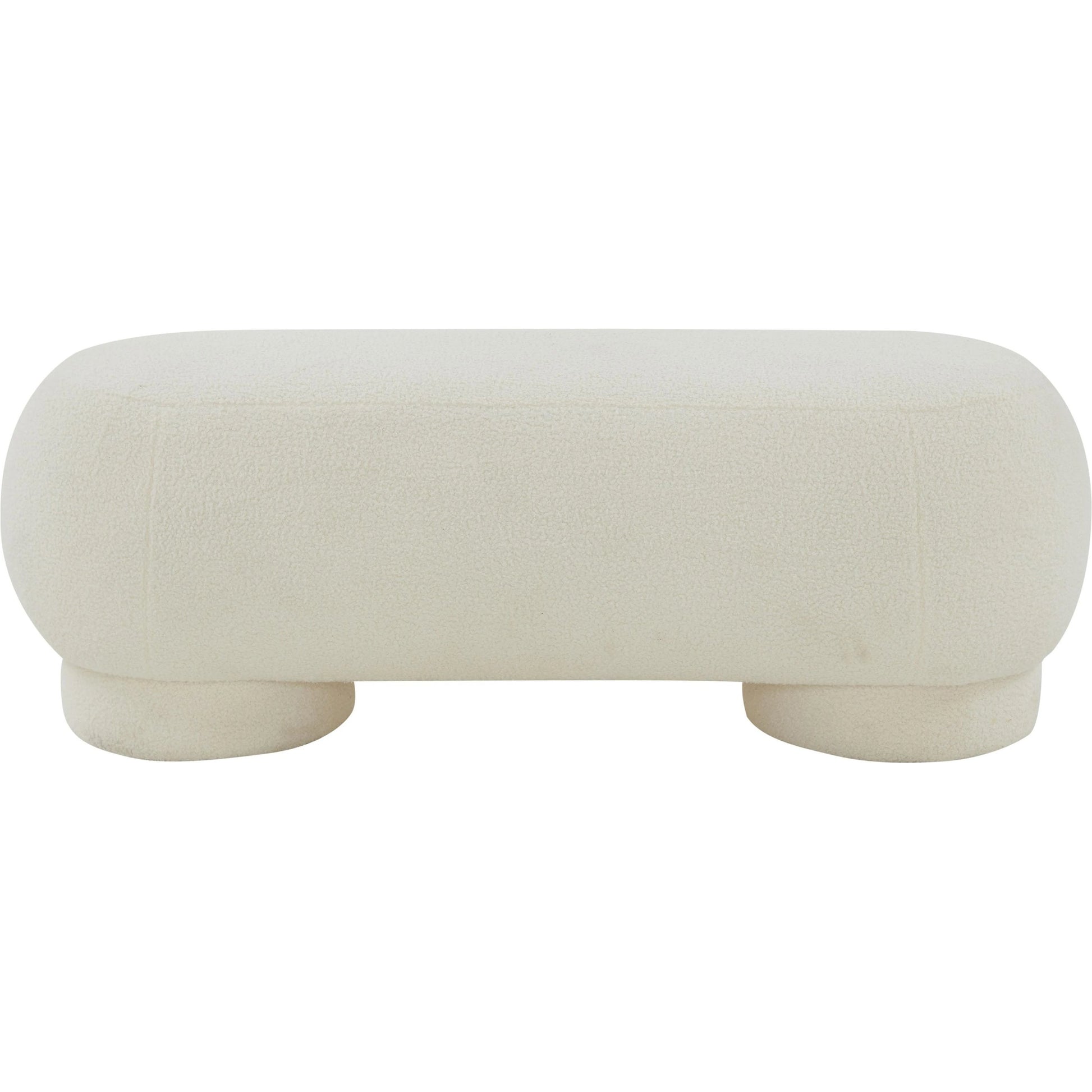 Mara Vegan Shearling Ottoman by TOV Furniture in brown. Made from faux shearling, wood in a modern style.