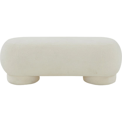 Mara Vegan Shearling Ottoman by TOV Furniture in brown. Made from faux shearling, wood in a modern style.