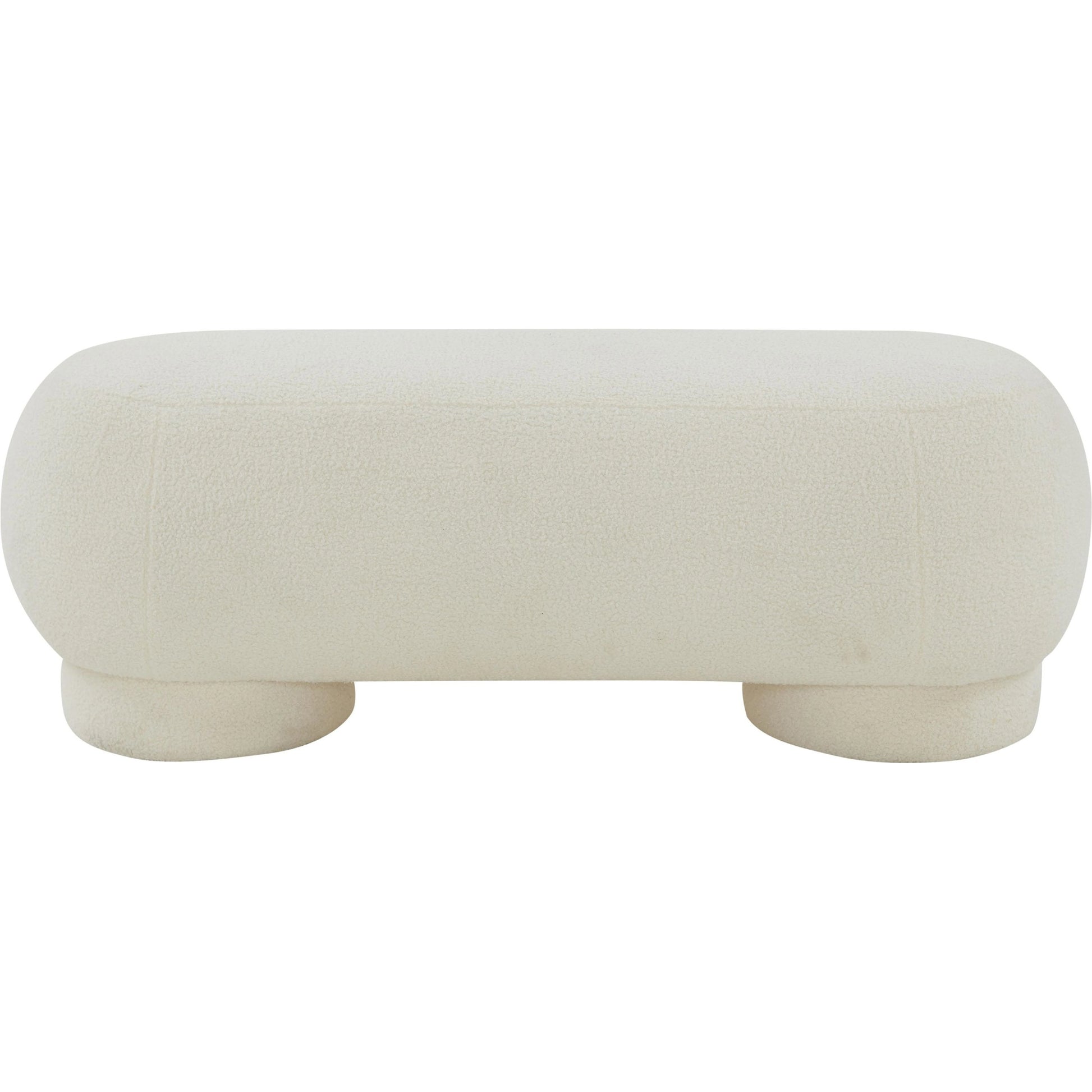 Mara Vegan Shearling Ottoman by TOV Furniture in brown. Made from faux shearling, wood in a modern style.