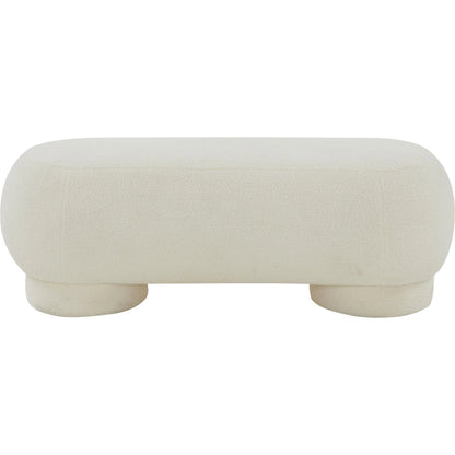 Mara Vegan Shearling Ottoman by TOV Furniture in brown. Made from faux shearling, wood in a modern style.