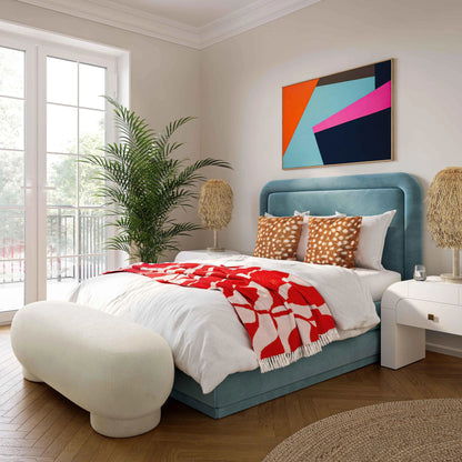 Mara Vegan Shearling Ottoman by TOV Furniture in brown. Made from faux shearling, wood in a modern style.