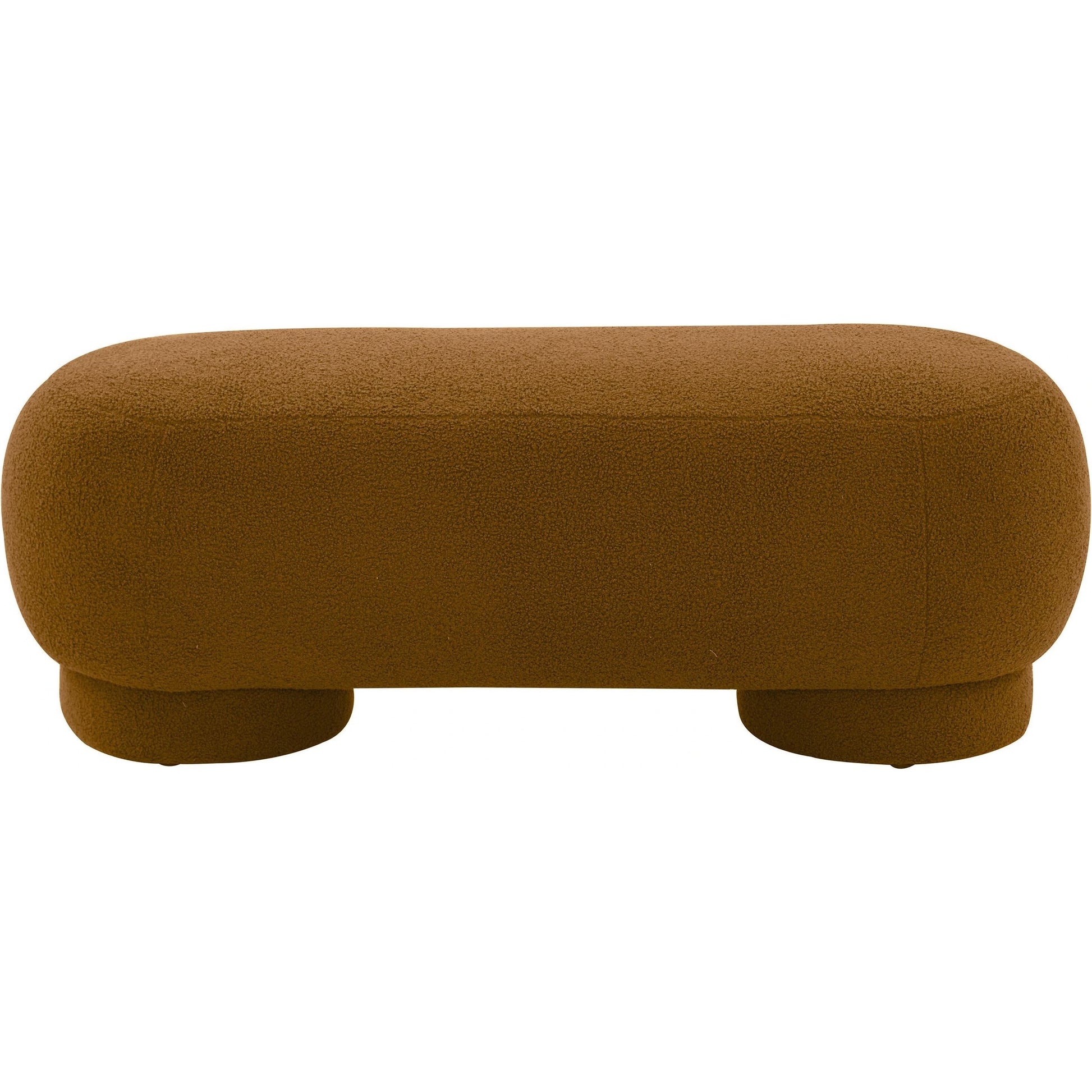 Mara Vegan Shearling Ottoman by TOV Furniture in brown. Made from faux shearling, wood in a modern style.