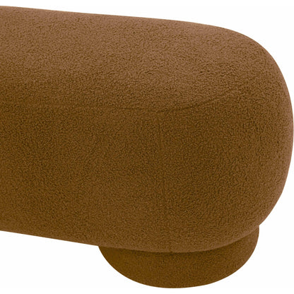 Mara Vegan Shearling Ottoman by TOV Furniture in brown. Made from faux shearling, wood in a modern style.