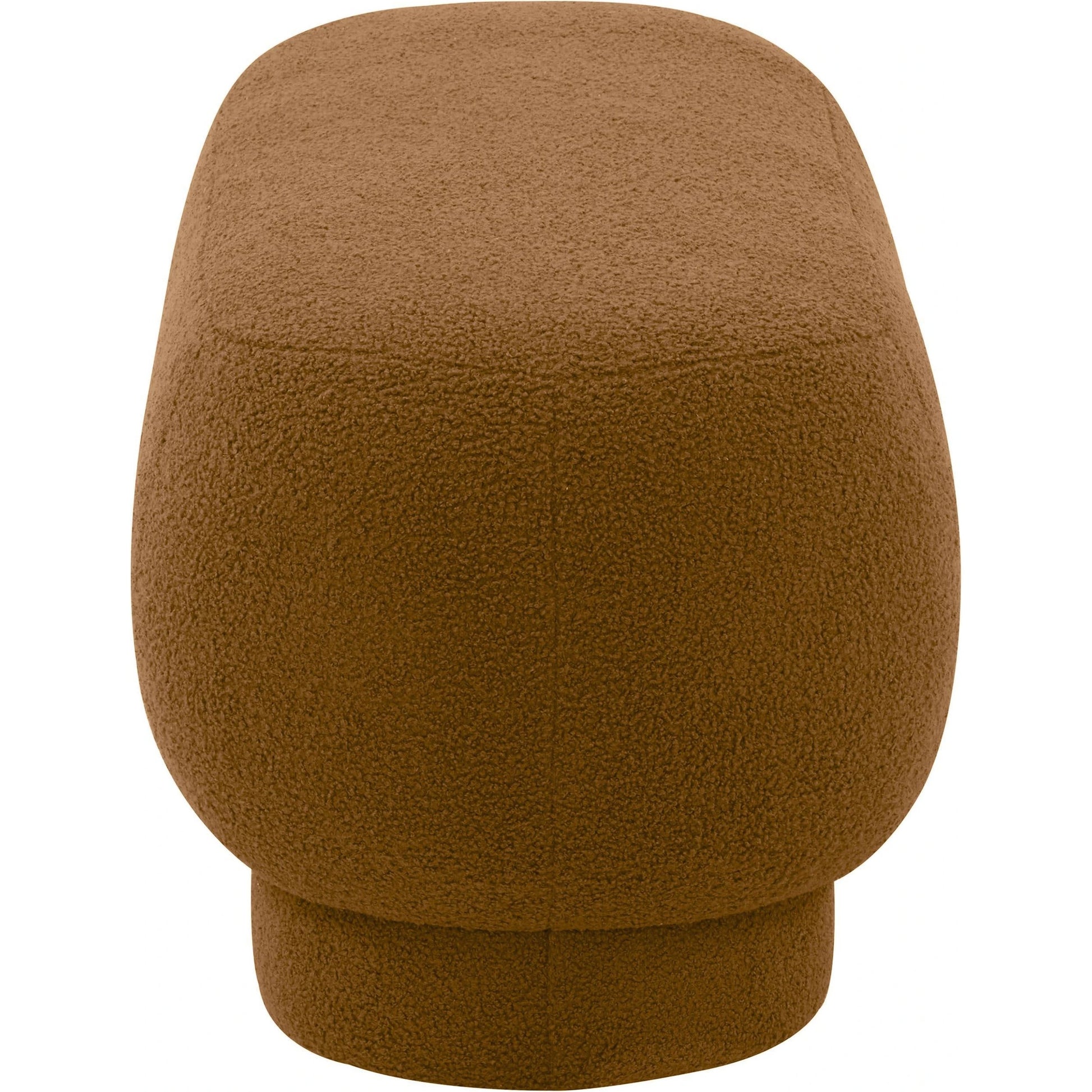 Mara Vegan Shearling Ottoman by TOV Furniture in brown. Made from faux shearling, wood in a modern style.