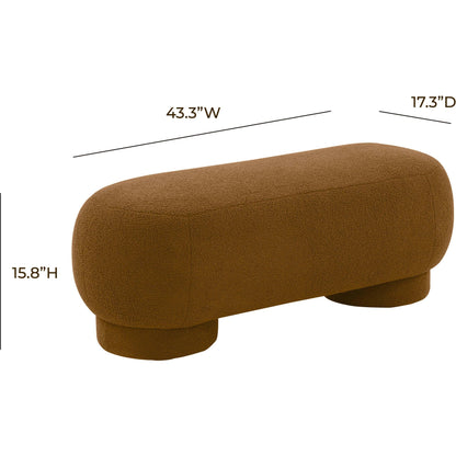 Mara Vegan Shearling Ottoman by TOV Furniture in brown. Made from faux shearling, wood in a modern style.