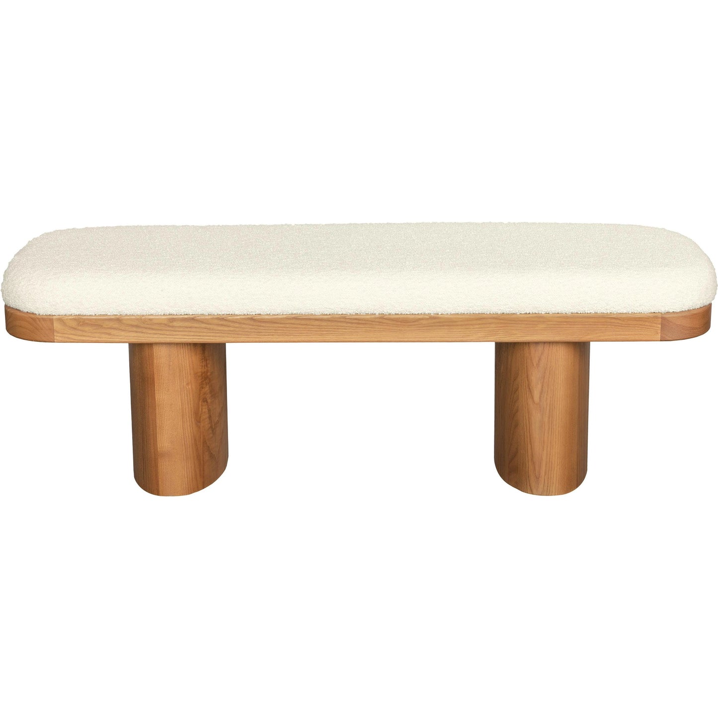 002 SI-1984426 | Additional Silo | Ollie Boucle Bench by TOV Furniture in natural ash, white. Made from ash wood, boucle polyester in a modern style.