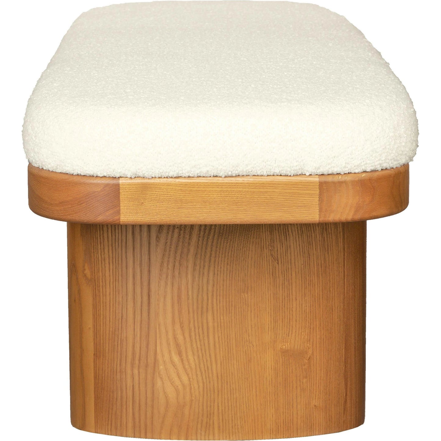 003 SI-1984426 | Additional Silo | Ollie Boucle Bench by TOV Furniture in natural ash, white. Made from ash wood, boucle polyester in a modern style.