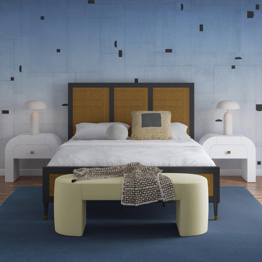 Elena Velvet Bench by TOV Furniture in yellow. Made from velvet, wood in a modern style.
