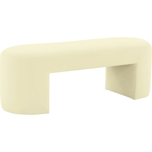 Elena Velvet Bench by TOV Furniture in yellow. Made from velvet, wood in a modern style.
