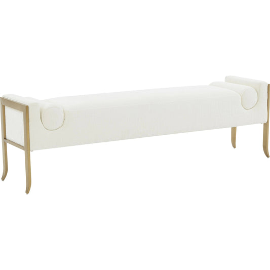 Ines Textured Velvet Bench by TOV Furniture. Made from stainless steel, velvet, wood in a modern style.