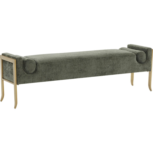 Ines Textured Velvet Bench by TOV Furniture. Made from stainless steel, velvet, wood in a modern style.
