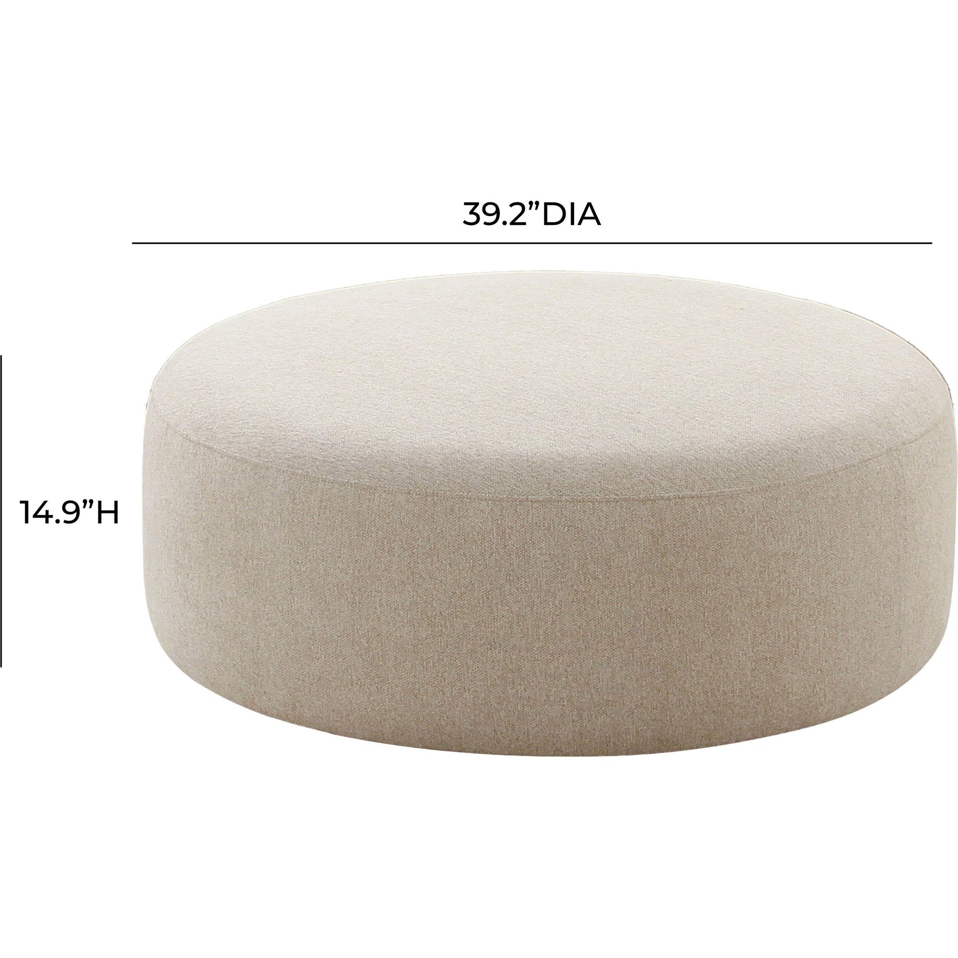 Broohah Linen Ottoman by TOV Furniture in beige. Made from linen, wood in a modern style.