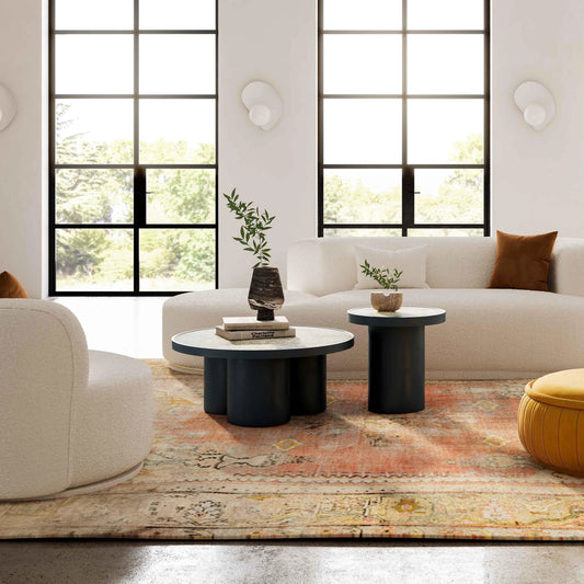 Nautilus Mirrored Coffee Table by TOV Furniture in antique silver. Made from glass, iron, mdf in a modern style.