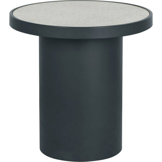 Nautilus Mirrored Side Table by TOV Furniture in antique silver. Made from glass, iron, mdf in a modern style.