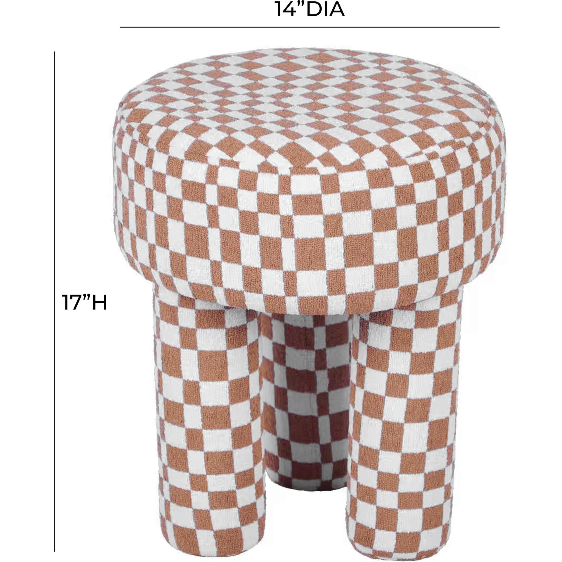 Claire Checkered Boucle Stool by TOV Furniture in brown. Made from boucle, mdf in a modern style.