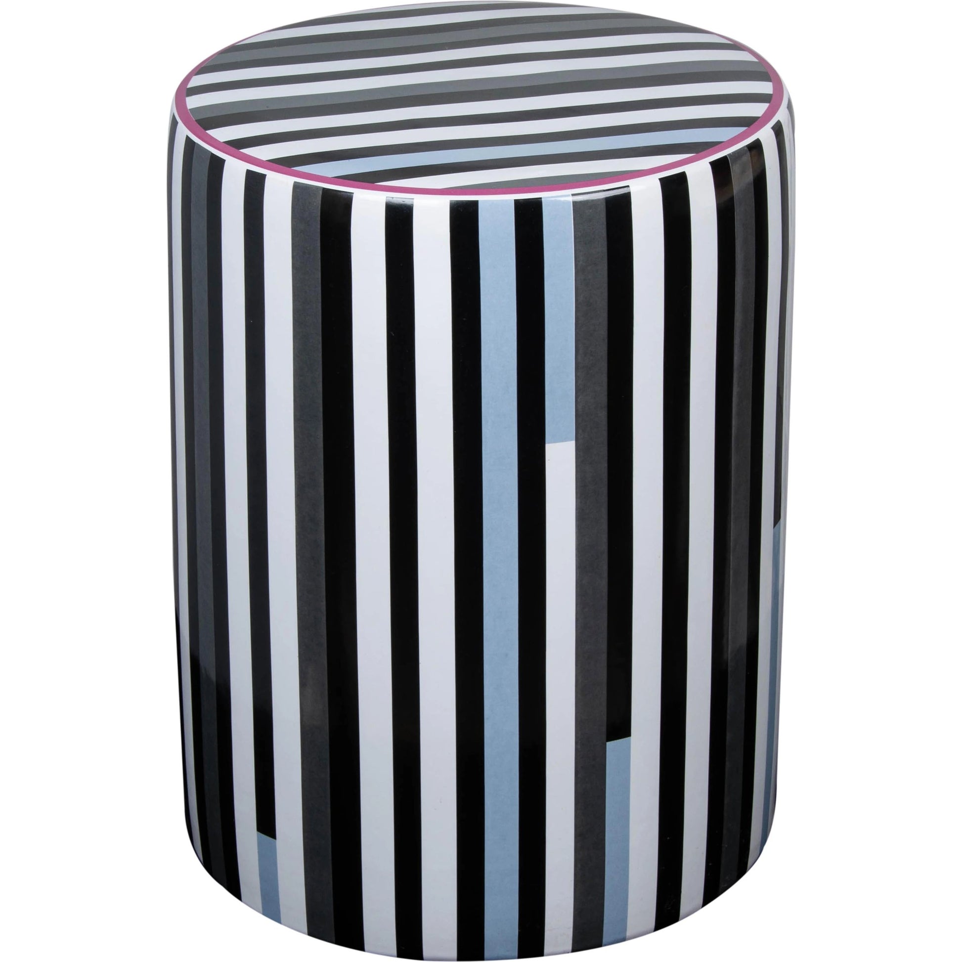 Taurus Ceramic Stool by TOV Furniture in black, white. Made from ceramic in a modern style.