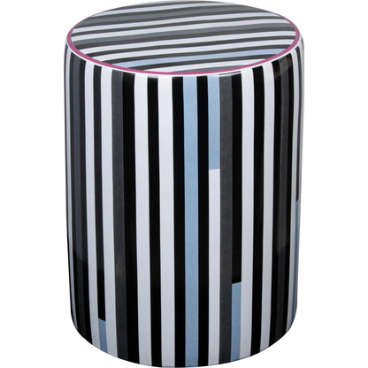 Taurus Ceramic Stool by TOV Furniture in black, white. Made from ceramic in a modern style.