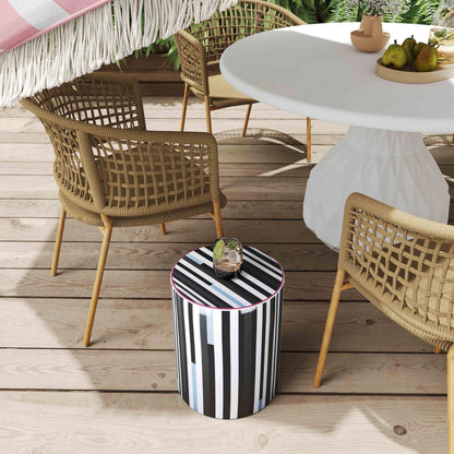 Taurus Ceramic Stool by TOV Furniture in black, white. Made from ceramic in a modern style.