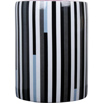 Taurus Ceramic Stool by TOV Furniture in black, white. Made from ceramic in a modern style.