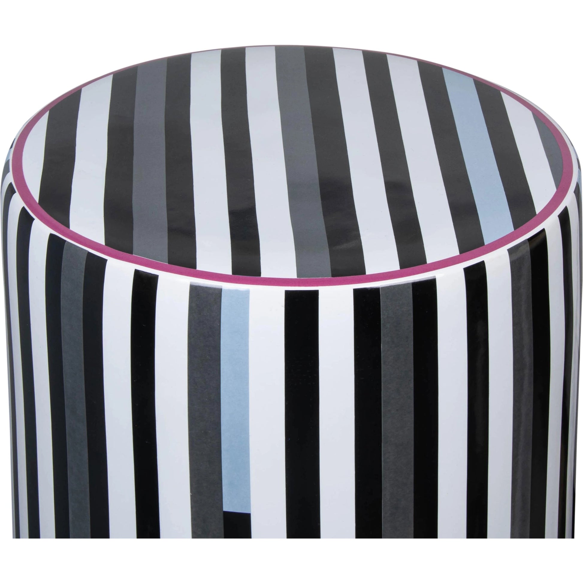 Taurus Ceramic Stool by TOV Furniture in black, white. Made from ceramic in a modern style.