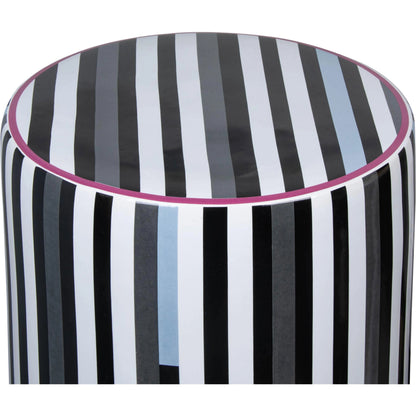 Taurus Ceramic Stool by TOV Furniture in black, white. Made from ceramic in a modern style.