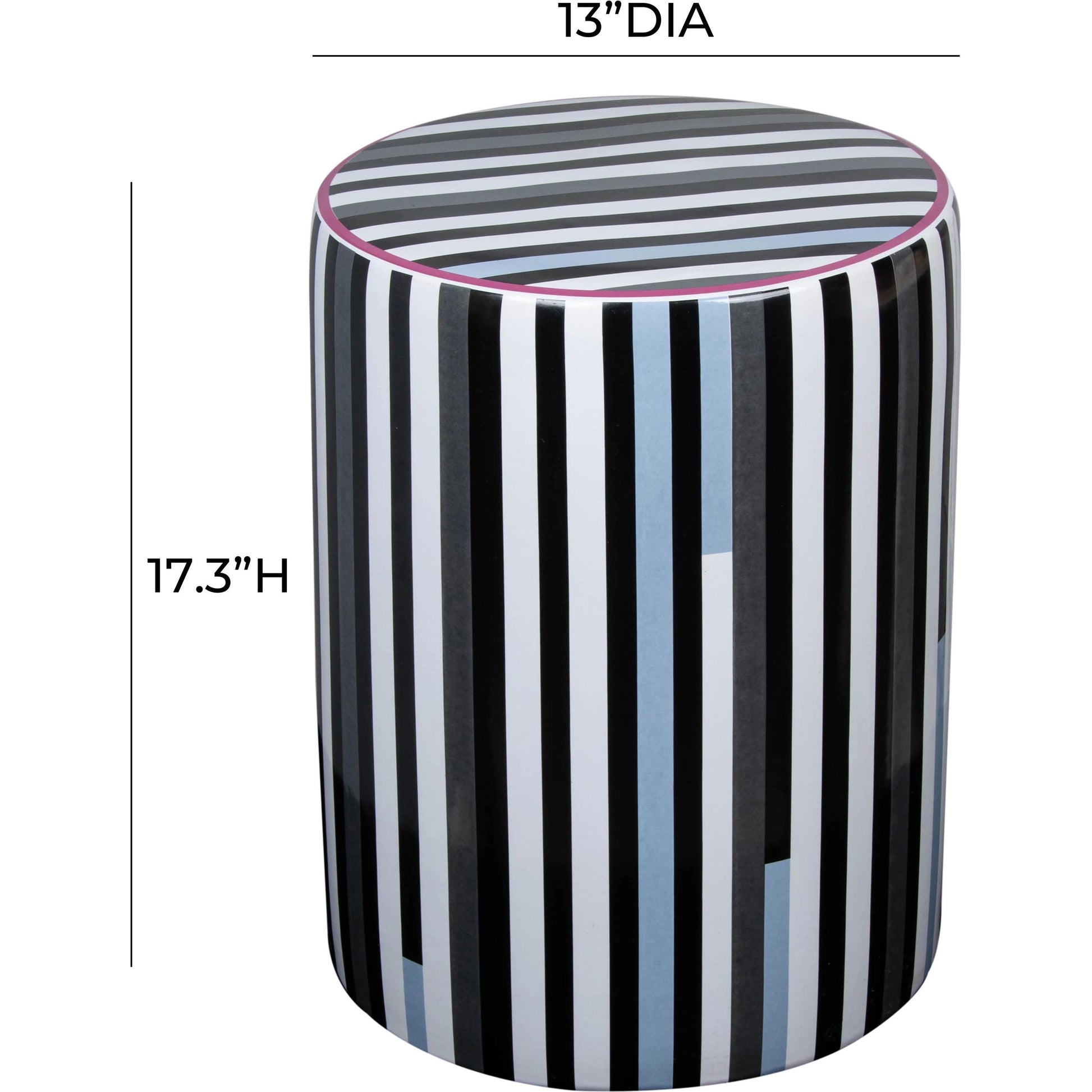 Taurus Ceramic Stool by TOV Furniture in black, white. Made from ceramic in a modern style.