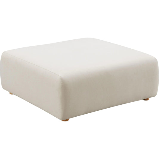 Hangover Linen Ottoman by TOV Furniture in cream. Made from linen, wood in a modern style.