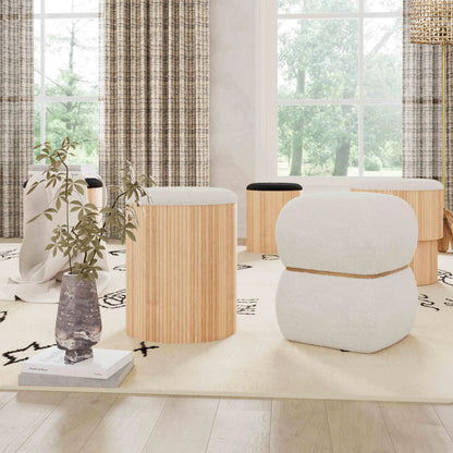 Sagano Tiered Storage Ottoman by TOV Furniture. Made from mdf, polyester in a cottage & farmhouse style.