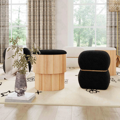 Sagano Tiered Storage Ottoman by TOV Furniture. Made from mdf, polyester in a cottage & farmhouse style.