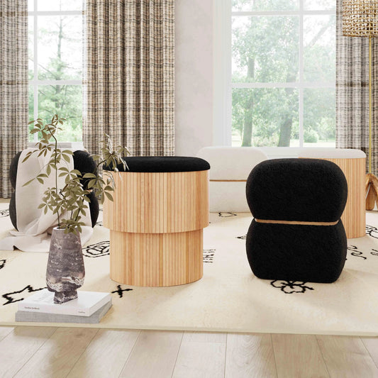 Sagano Tiered Storage Ottoman by TOV Furniture. Made from mdf, polyester in a cottage & farmhouse style.