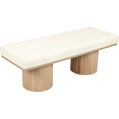 Sagano Dyed-Yarn Bench by TOV Furniture in white. Made from mdf, polyester in a modern style.