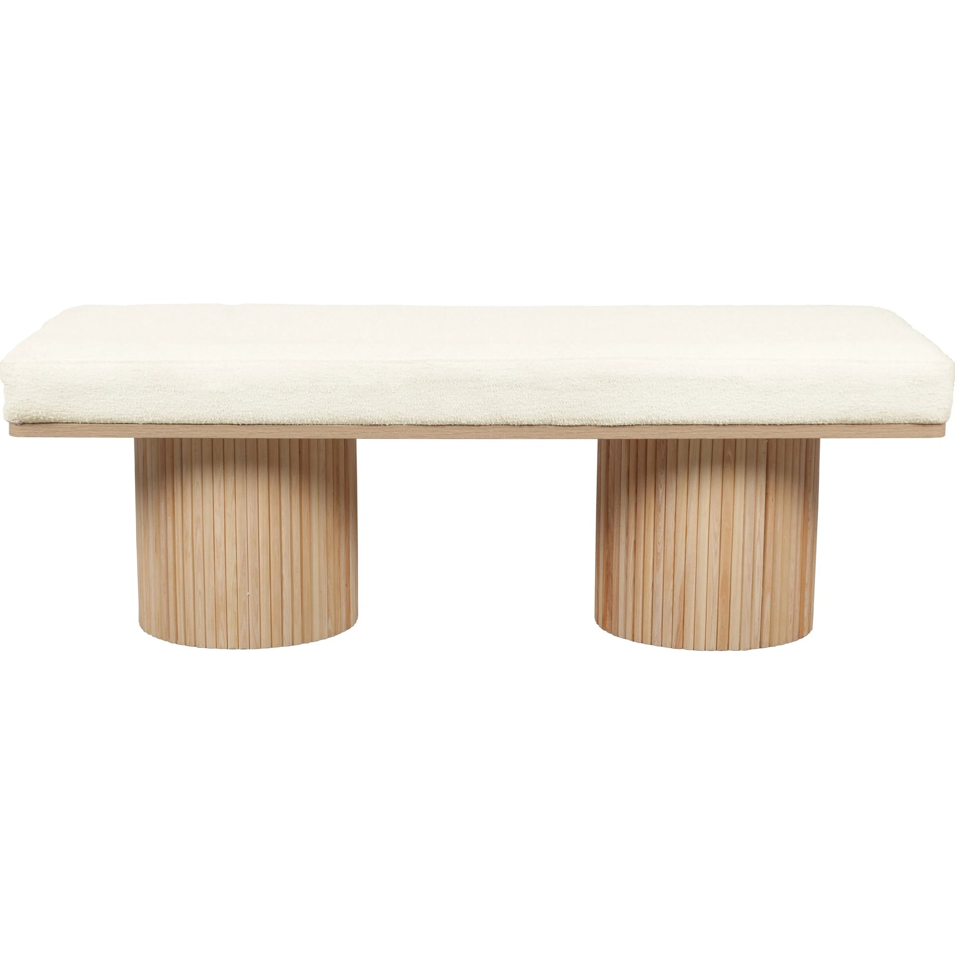 Sagano Dyed-Yarn Bench by TOV Furniture in white. Made from mdf, polyester in a modern style.