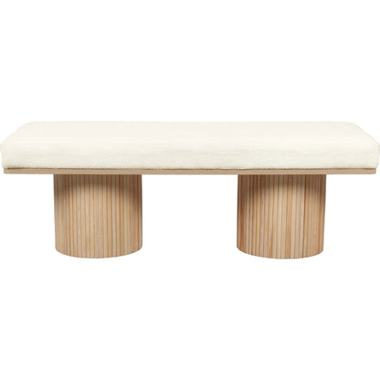 Sagano Dyed-Yarn Bench by TOV Furniture in white. Made from mdf, polyester in a modern style.