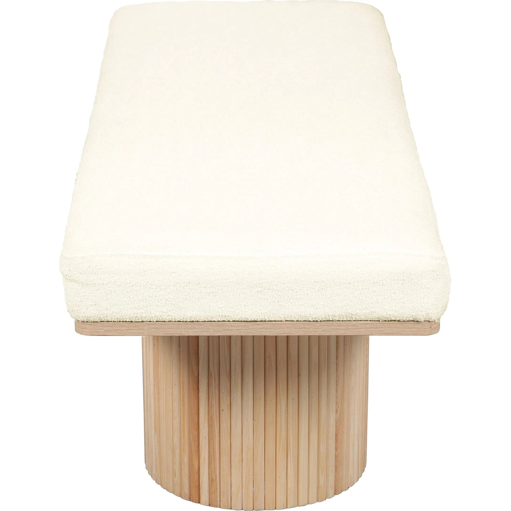Sagano Dyed-Yarn Bench by TOV Furniture in white. Made from mdf, polyester in a modern style.
