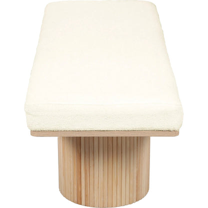 Sagano Dyed-Yarn Bench by TOV Furniture in white. Made from mdf, polyester in a modern style.