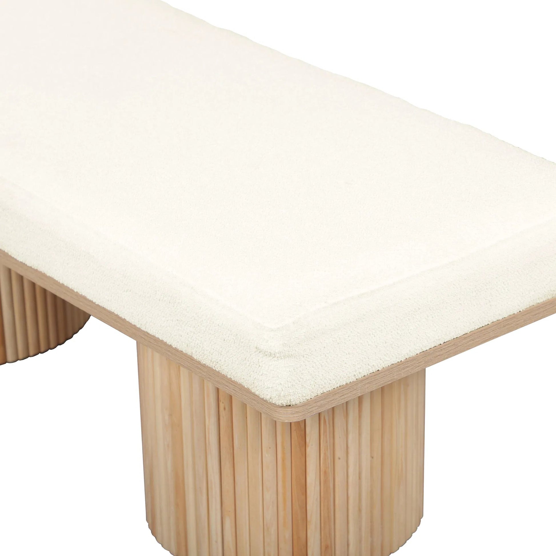 Sagano Dyed-Yarn Bench by TOV Furniture in white. Made from mdf, polyester in a modern style.