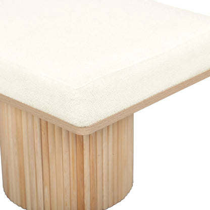 Sagano Dyed-Yarn Bench by TOV Furniture in white. Made from mdf, polyester in a modern style.