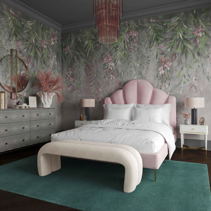 Leigh Velvet Channeled Bench by TOV Furniture. Made from velvet, wood in a modern style.