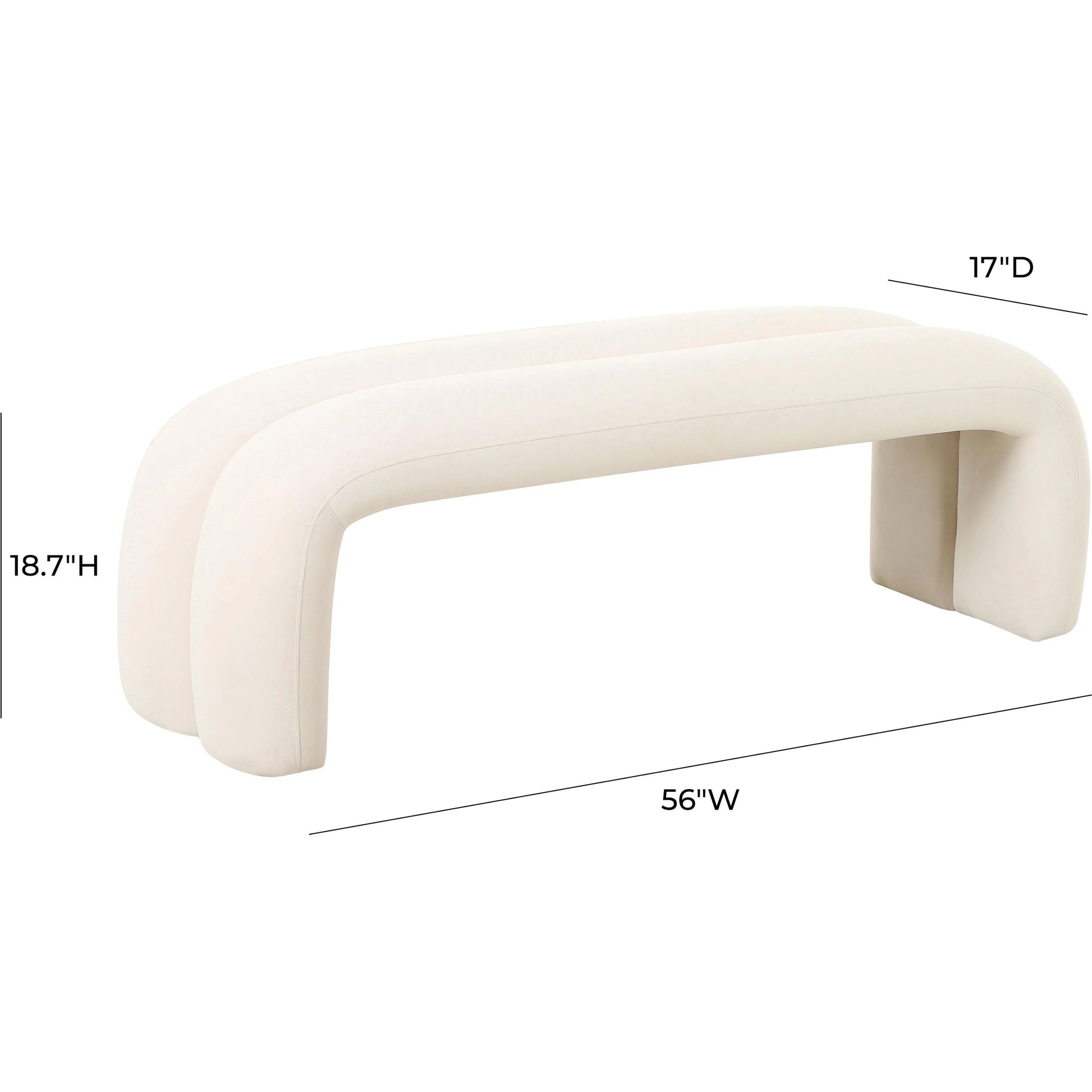 Leigh Velvet Channeled Bench by TOV Furniture. Made from velvet, wood in a modern style.