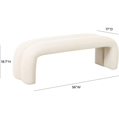 Leigh Velvet Channeled Bench by TOV Furniture. Made from velvet, wood in a modern style.