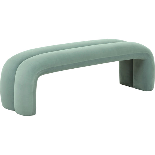 Leigh Velvet Channeled Bench by TOV Furniture. Made from velvet, wood in a modern style.