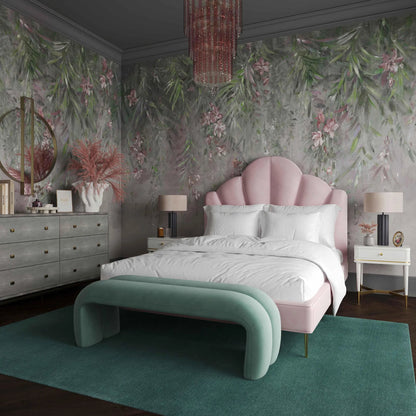 Leigh Velvet Channeled Bench by TOV Furniture. Made from velvet, wood in a modern style.