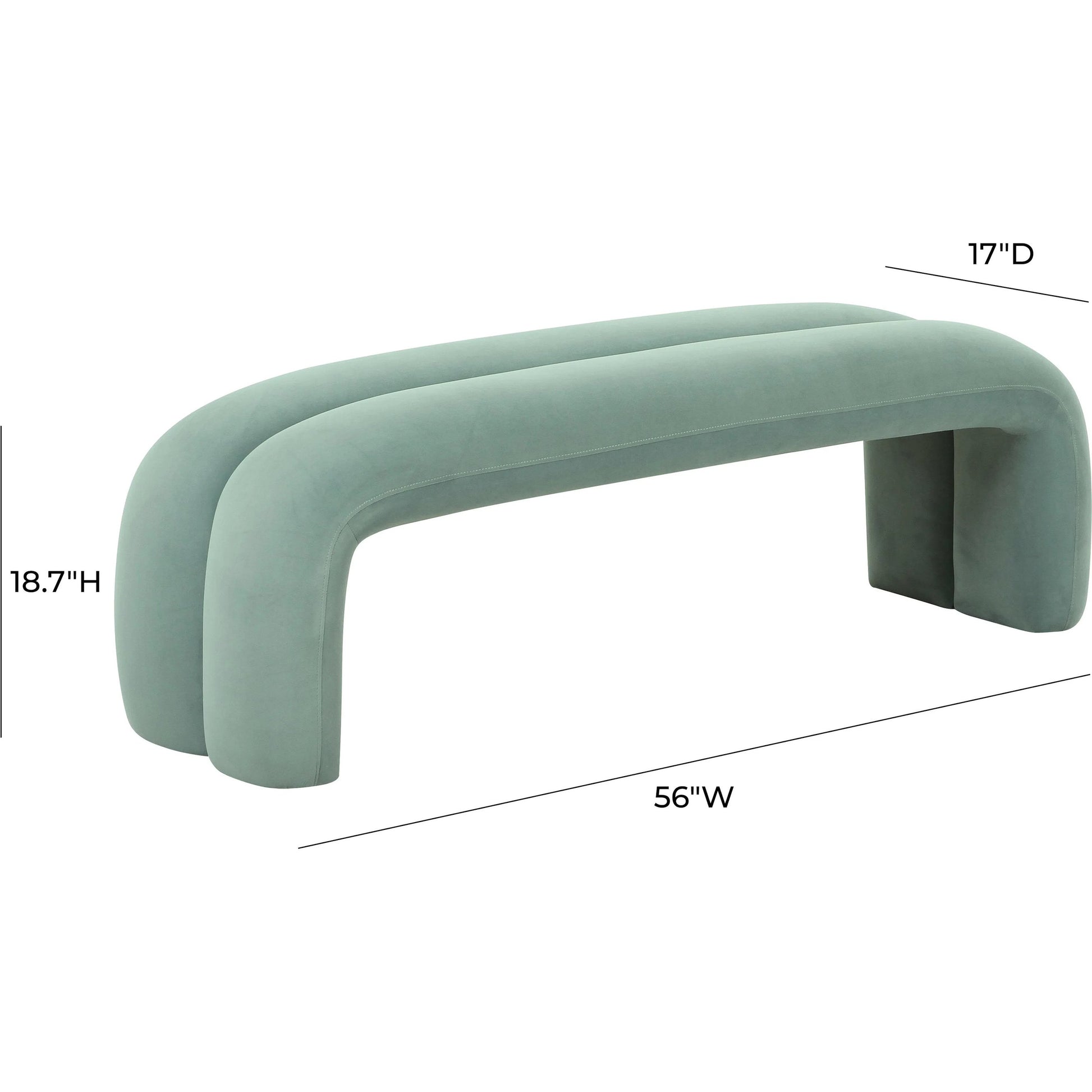 Leigh Velvet Channeled Bench by TOV Furniture. Made from velvet, wood in a modern style.