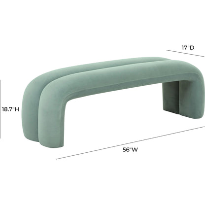 Leigh Velvet Channeled Bench by TOV Furniture. Made from velvet, wood in a modern style.