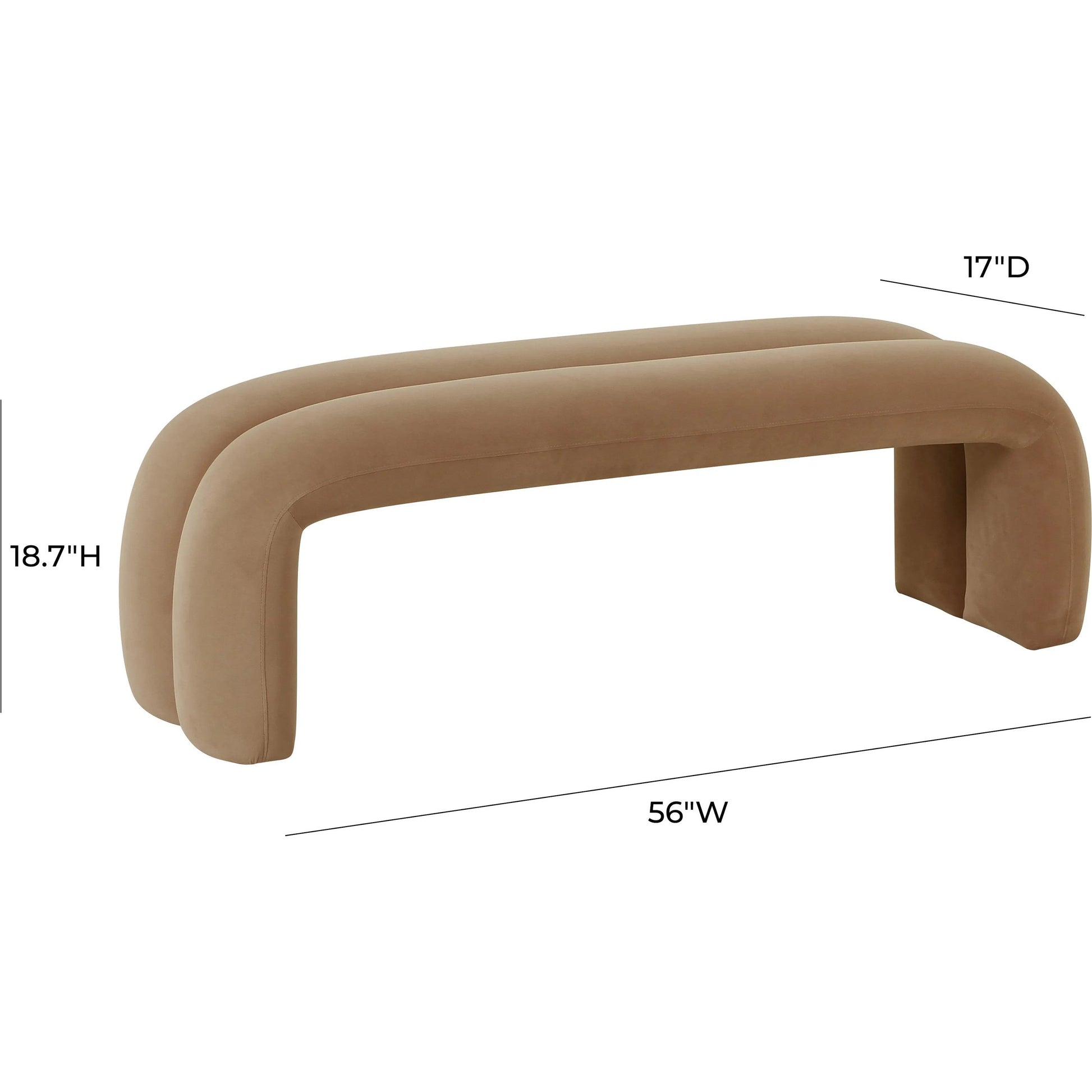 Leigh Velvet Channeled Bench by TOV Furniture. Made from velvet, wood in a modern style.