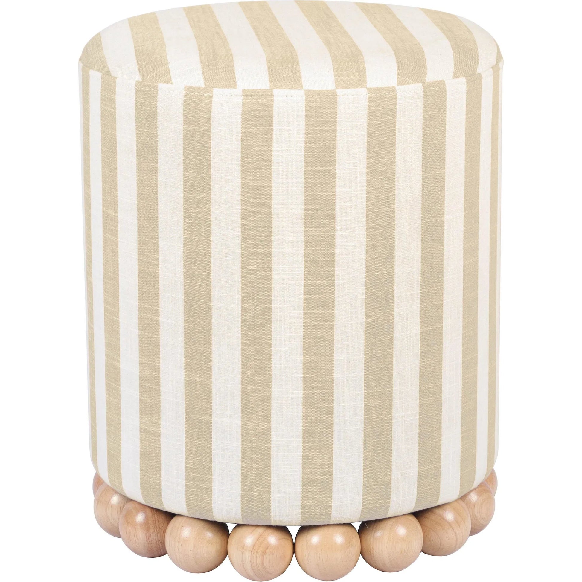 Dex Striped Linen Ottoman by TOV Furniture. Made from linen, plywood, wood in a unique style.
