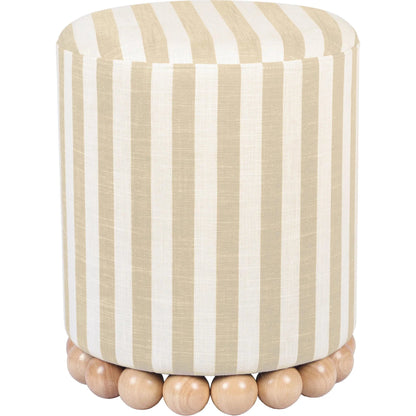 Dex Striped Linen Ottoman by TOV Furniture. Made from linen, plywood, wood in a unique style.