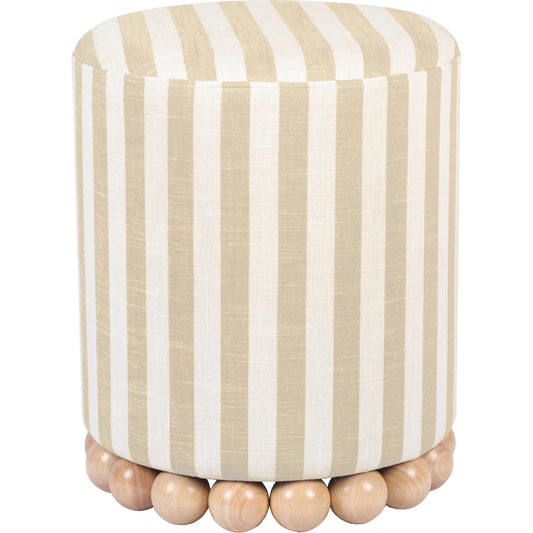 Dex Striped Linen Ottoman by TOV Furniture. Made from linen, plywood, wood in a unique style.