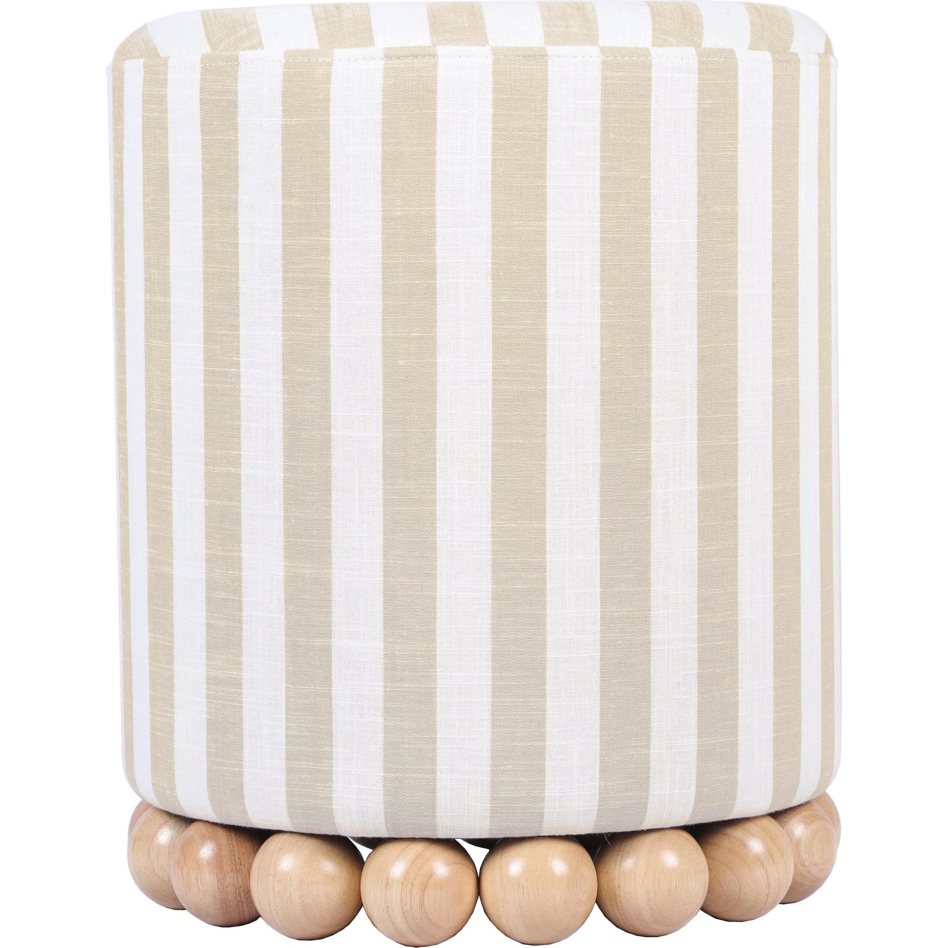 Dex Striped Linen Ottoman by TOV Furniture. Made from linen, plywood, wood in a unique style.